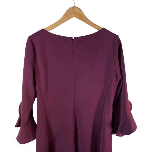 Karl Lagerfeld Paris Lynn 3/4 Tulip Sleeve Knee Length Sheath Dress Maroon 10 - Picture 6 of 13